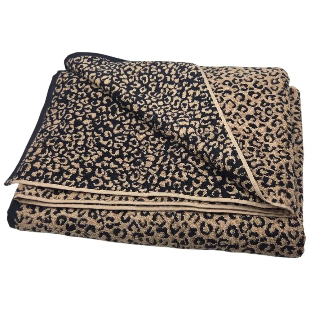 Rachel Zoe Leopard Print Oversized Beach Towel 40x70 Tan Black Quick Dry
